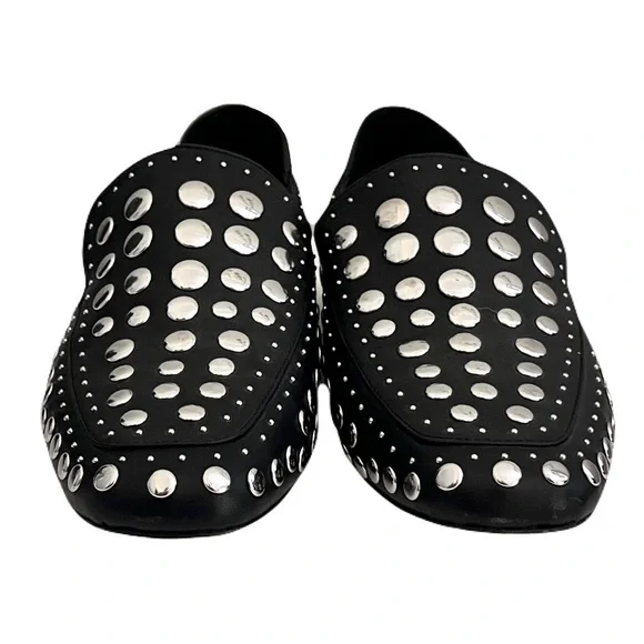 1. State Black Leather ‘Flintia’ Silver Studded Convertible Flats, Size 7.5